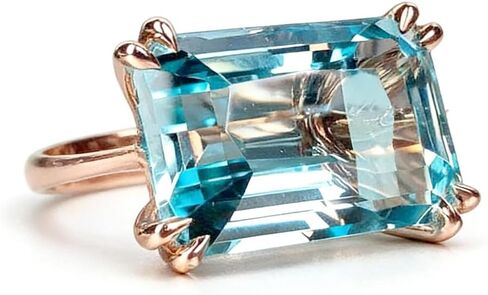 RKKOJJO 925 Sterling Silver Cubic Zirconia Ring Radiant Blue Diamond Ring Engagement Ring Wedding Band Rings for Women in Saudi Arabia