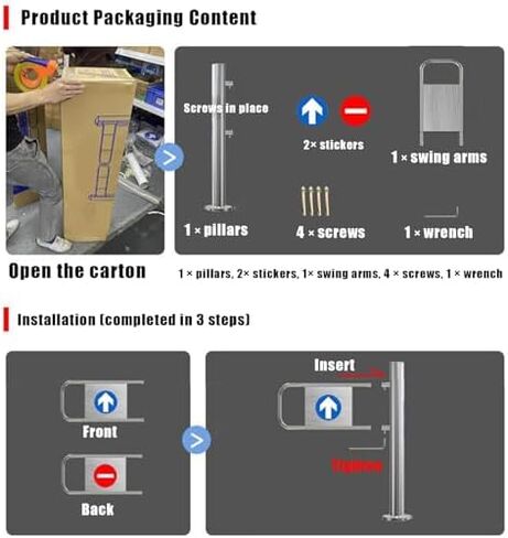 بوابة أمان متأرجحة متينة محملة بنابض لمحلات السوبر ماركت والمكتبات - إغلاق تلقائي بمدخل في اتجاه واحد للمناطق ذات حركة المرور العالية والمواقع التجارية ذات المناظر الخلابة in Kuwait