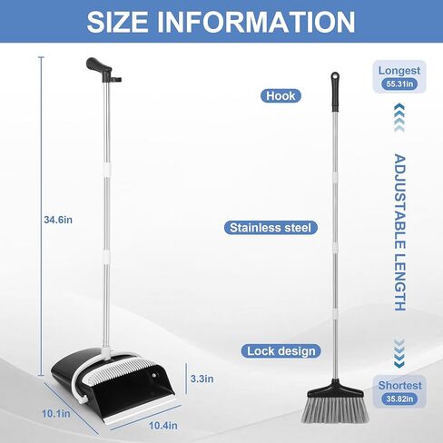Broom and Dustpan Set Lightweight Lobby Broom and Dust Pan Combo with Long Handle Outdoor Indoor for Home Kitchen Room Office in Saudi Arabia