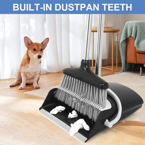Broom and Dustpan Set Lightweight Lobby Broom and Dust Pan Combo with Long Handle Outdoor Indoor for Home Kitchen Room Office in Saudi Arabia