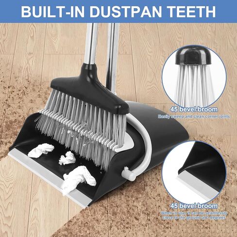 Broom and Dustpan Set Lightweight Lobby Broom and Dust Pan Combo with Long Handle Outdoor Indoor for Home Kitchen Room Office in Saudi Arabia