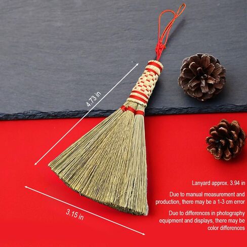 Mini Small Broom - Sweep Away Bad Luck, Attract Wealth - Car/Door Hanging Decor Small Broom for Home with Nylon Hanger (12cm) in Saudi Arabia