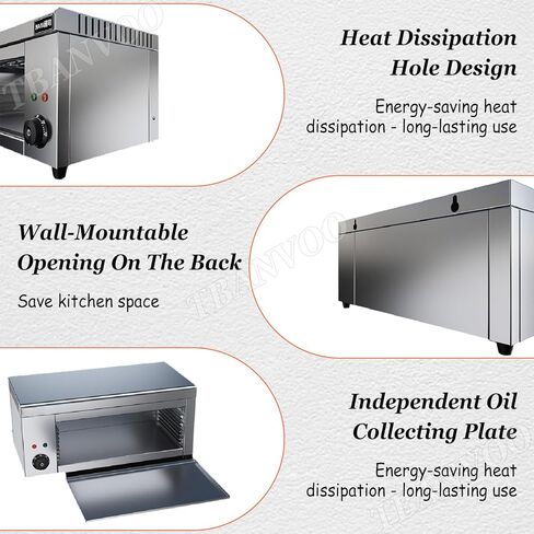 Stainless Steel Steak Broiler, 2000W Commercial Salamander Broiler, 120-570°F Temperature Adjustable for Beef Chicken Vegetables in Saudi Arabia