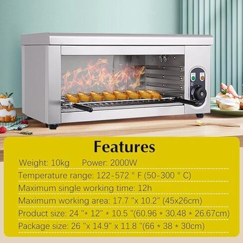 Commercial Electric Cheese Melter Grill 2000W High-Power Salamander Broiler for Perfect Melting Toasting Grilling Adjustable Temperature Stainless Steel Oven in Saudi Arabia