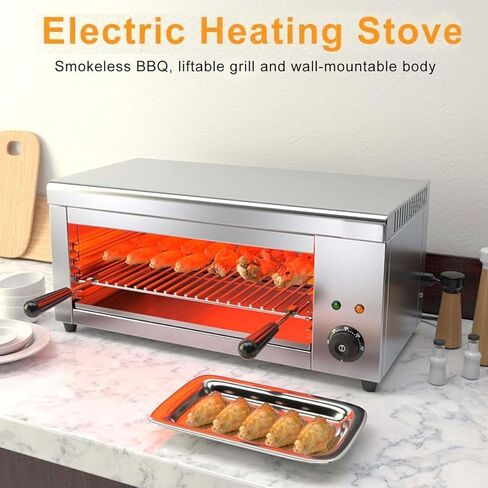 2000W Electric Cheese Melter Grill - Commercial Salamander Broiler for Beef, Chicken & Steak - Indoor Stainless Steel Cooker, Temp 50–300°C, Ideal for Home & Restaurant Cooking in Saudi Arabia