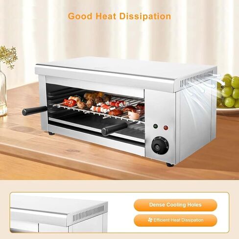 2000W Electric Cheese Melter Grill - Commercial Salamander Broiler for Beef, Chicken & Steak - Indoor Stainless Steel Cooker, Temp 50–300°C, Ideal for Home & Restaurant Cooking in Saudi Arabia