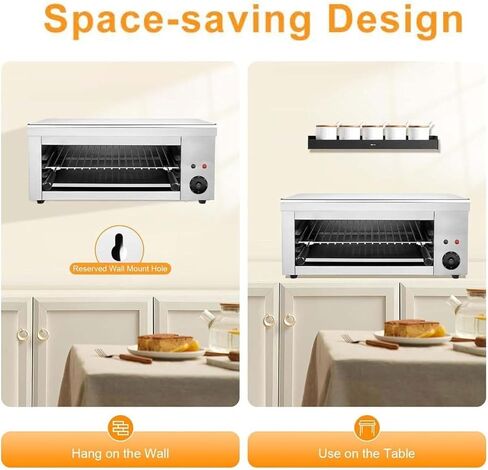 2000W Electric Cheese Melter Grill - Commercial Salamander Broiler for Beef, Chicken & Steak - Indoor Stainless Steel Cooker, Temp 50–300°C, Ideal for Home & Restaurant Cooking in Saudi Arabia