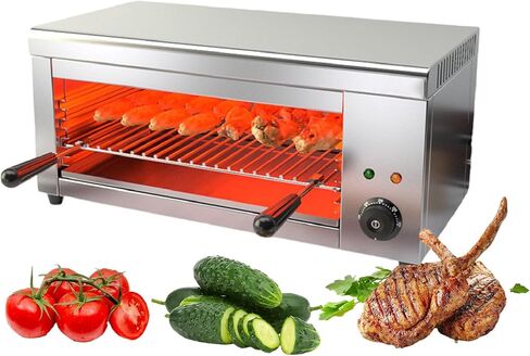 Salamander Broiler, Electric Cheese Melter, Countertop BBQ Grill with 122-572°F Adjustable Temp & 4 Height, Commercial Cheesemelter Broiler in Saudi Arabia