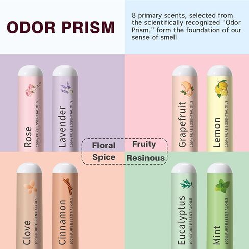 مجموعة التدريب على الرائحة لفقدان الرائحة - 8 علاجات بالزيوت العطرية، تدريب حاسة الشم بالليمون والقرنفل والأوكالبتوس والورد - مجموعة إعادة تدريب الرائحة الطبيعية لدعم حاسة الشم in Kuwait