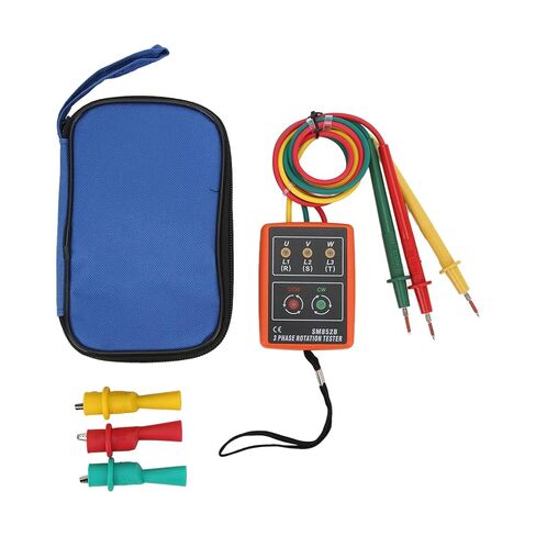 BAFOVY SM852B 3 Phase Rotation Tester, Digital 3 Phase Rotation Meter Portable and Wide Range for Electricity Testing, Efficient AC 60~600V Measurable Frequency Range: 20Hz~400Hz, for in Saudi Arabia