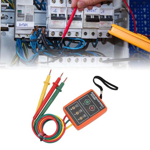 BAFOVY SM852B 3 Phase Rotation Tester, Digital 3 Phase Rotation Meter Portable and Wide Range for Electricity Testing, Efficient AC 60~600V Measurable Frequency Range: 20Hz~400Hz, for in Saudi Arabia