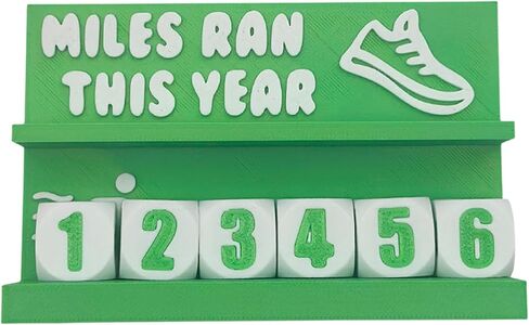 Miles Run This Year - 3D Printed Desk Running Mileage Tracker for Recording Annual Running Distance and Setting Fitness Goals (Green Man) in Saudi Arabia