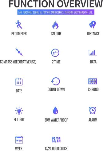 TOOCAT Multifunctional Outdoor Wristwatch (Unisex), 50m Water-Resistant Digital Watch with Step and Calorie Tracking, No Phone Connection Required, No Charging Needed (Black/White) in Kuwait