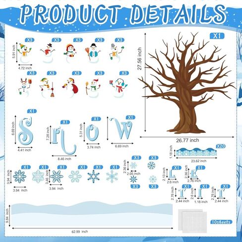 78 Pcs Snowman Bulletin Board Decorations Winter Classroom Decorations with Glue Points Snowflake Cutouts Christmas DIY Bulletin Board for Xmas Holiday School Wall Door Decoration(Winter) in Saudi Arabia