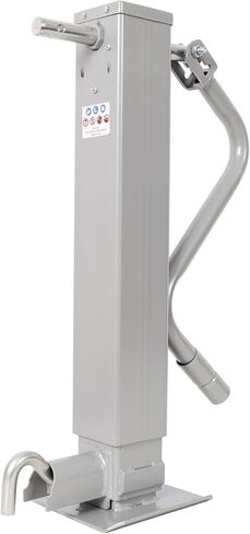 مقبس ملحوم على المقطورة بوزن 12000 رطل - جاك كرنك للرياح الجانبية شديدة التحمل، لحام مباشر بأنبوب مربع، سفر 26 بوصة مع ساق قابلة للتعديل ولوحة قدم للمرافق والقوارب ومقطورات RV، رمادي in Kuwait