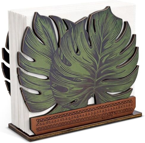 Wooden Napkin Holder Leaves Design Cute Sage Green Monstera Leaf Wood Napkin Holder for Table Paper Napkins Farmhouse Kitchen Dining Restaurant Tissue Dispenser in Saudi Arabia