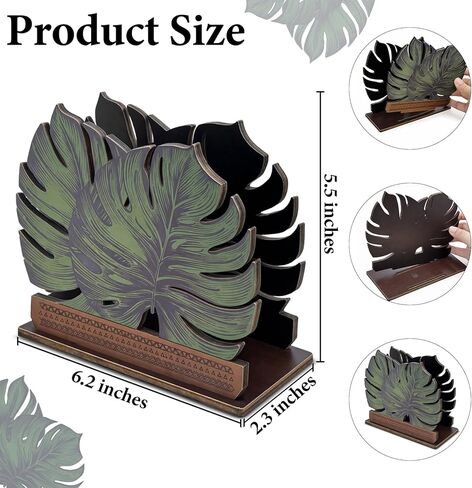 Wooden Napkin Holder Leaves Design Cute Sage Green Monstera Leaf Wood Napkin Holder for Table Paper Napkins Farmhouse Kitchen Dining Restaurant Tissue Dispenser in Saudi Arabia
