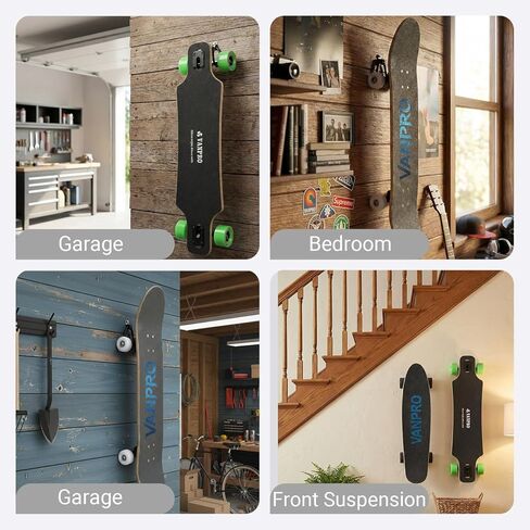 vanpro 2-Pack Skateboard Hook Skateboard Wall Mount & Display Hanger – Flexible W-Style Storage Rack for Longboards, Electric Skateboards, Penny & Cruisers (Black) in Kuwait