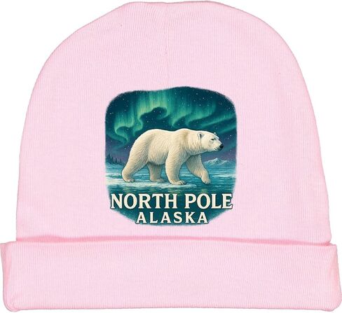 inktastic North Pole Alaska Polar Bear Aurora Baby Beanie Hat in Kuwait