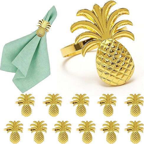 Pineapple Napkin Rings Set of 12 Gold Fruit Napkin Rings Bulk for Christmas Thanksgiving Easter Birthday Party Wedding Daily Use in Kuwait