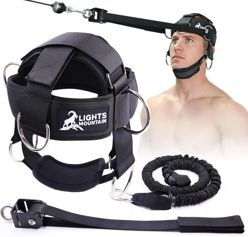 Adjustable Neck Harness with Pulley System & Resistance Bands – Multi-Directional Neck Weight Lifting Training for Strength, Stability & Posture – Padded Head Strap for Athletes & Fitness in Saudi Arabia