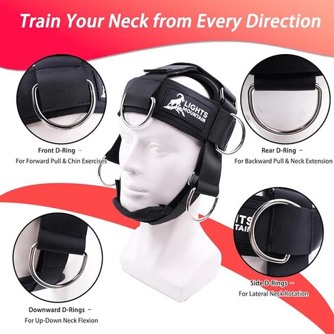 Adjustable Neck Harness with Pulley System & Resistance Bands – Multi-Directional Neck Weight Lifting Training for Strength, Stability & Posture – Padded Head Strap for Athletes & Fitness in Saudi Arabia