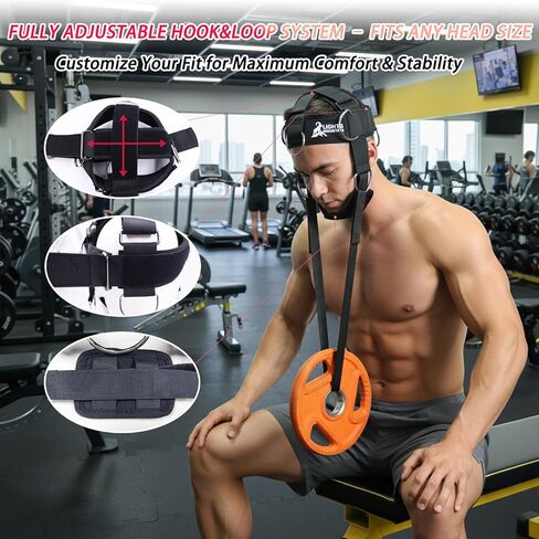 Adjustable Neck Harness with Pulley System & Resistance Bands – Multi-Directional Neck Weight Lifting Training for Strength, Stability & Posture – Padded Head Strap for Athletes & Fitness in Saudi Arabia