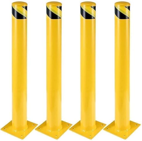 TROPOW Safety Bollard, 4 Packs 36 Inch metal Safety Bollard Post with 16 Anchor Bolts, 4.5 Inch Diameter Steel Safety Bollard for Driveway Barrier, Parking Pole,Traffic Control in Saudi Arabia