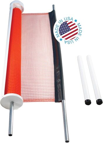 Kidkusion Retractable Driveway Guard | Made in USA | Orange | 25 Ft | Kids Outdoor Safety | Yard and Driveway Visual Barrier Net | Ground Mount | Easy to Install in Kuwait