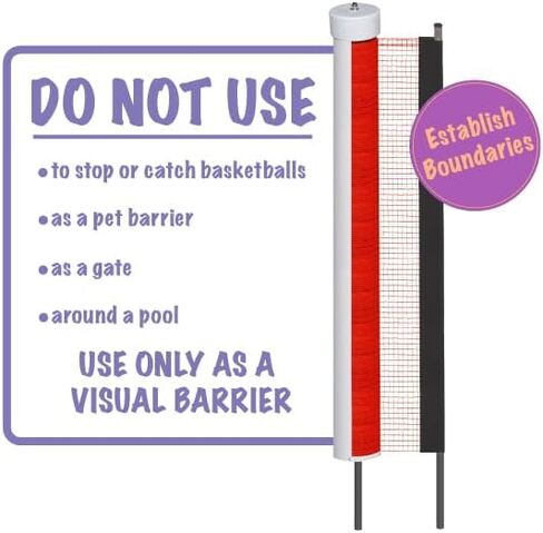 Kidkusion Retractable Driveway Guard | Made in USA | Orange | 25 Ft | Kids Outdoor Safety | Yard and Driveway Visual Barrier Net | Ground Mount | Easy to Install in Kuwait