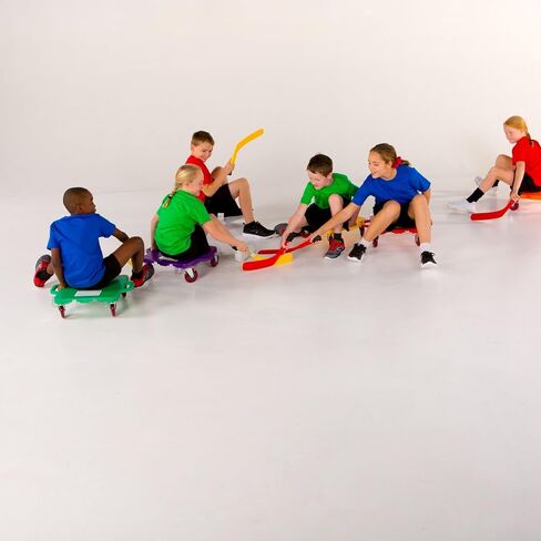 CRAMER Cosom Scooter Board Plastic Hockey Set and Knee Hockey Set for Kids, Carpet Hockey, Hockey on Wheels, Physical Education Equipment, with 12 Short Handled Plastic Sticks, 1 Ball, 1 Puck in Saudi Arabia