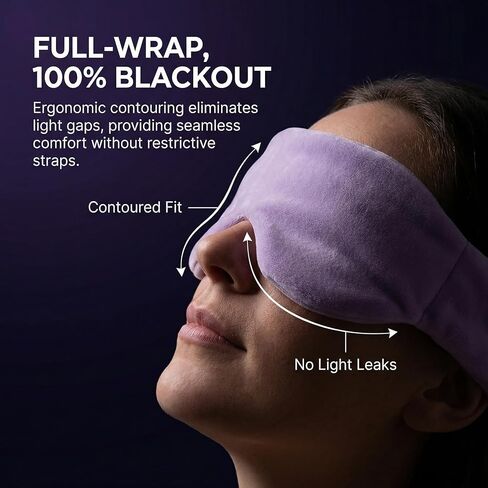 Weighted Eye Mask - Premium Plush Herbal Sleep Mask with 0.5 lb Naturally Lavender Pack for Heat or Cold Use, Contoured Full-Wrap Comfort, 100% Blackout for Rest & Travel (Lavender) in Kuwait
