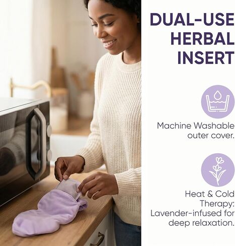 Weighted Eye Mask - Premium Plush Herbal Sleep Mask with 0.5 lb Naturally Lavender Pack for Heat or Cold Use, Contoured Full-Wrap Comfort, 100% Blackout for Rest & Travel (Lavender) in Kuwait