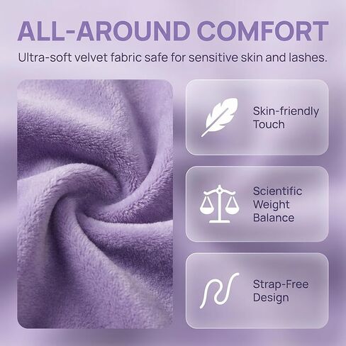 Weighted Eye Mask - Premium Plush Herbal Sleep Mask with 0.5 lb Naturally Lavender Pack for Heat or Cold Use, Contoured Full-Wrap Comfort, 100% Blackout for Rest & Travel (Lavender) in Kuwait