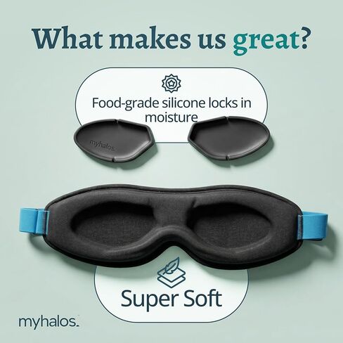 نظارات MyHalos® Moisture Chamber للعيون الجافة - قناع النوم للعيون الجافة - قابل لإعادة الاستخدام وناعم - قناع نوم مرطب ونظارات رطوبة للرجال والنساء in Kuwait