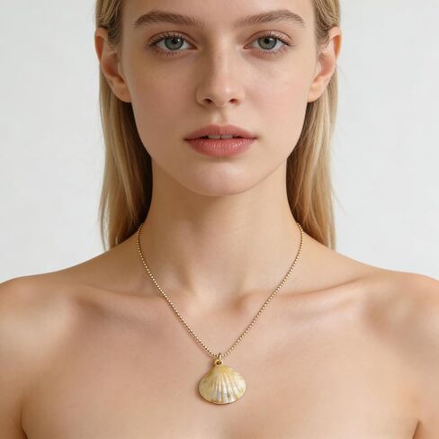 قلادة صدف مطلية بالذهب للنساء على شكل صدفة صيفية على شكل صدفة هاواي، قلادة ساحرة على شكل صدفة هاواي in Kuwait
