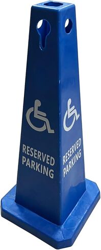 Four-Sided Traffic Cone Reserved Parking Sign with Handicap Symbol, High Visibility Blue and White, 26 inches Heigh, Reserved Parking Warning Cones, Stackable Traffic Safety Cones, Pack of 2 in Saudi Arabia