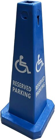 Four-Sided Traffic Cone Reserved Parking Sign with Handicap Symbol, High Visibility Blue and White, 26 inches Heigh, Reserved Parking Warning Cones, Stackable Traffic Safety Cones, Pack of 2 in Saudi Arabia