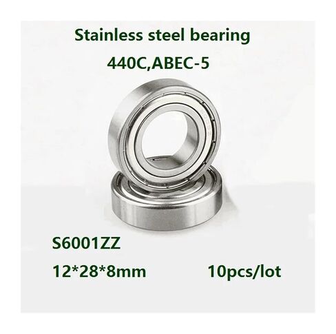 10pcs/lot S6001ZZ 12x28x8mm ABEC-5 Stainless Steel Bearing Deep Groove Ball Double Metal Shielded Cover S6001 6001ZZ in Saudi Arabia