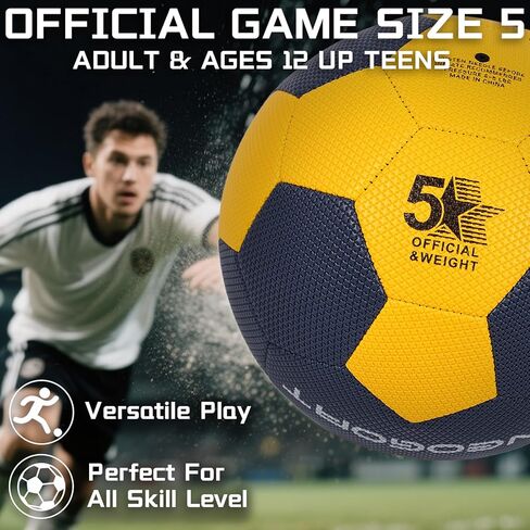 كرة قدم مقاس 5 للشباب البالغين، جلد بولي يوريثان مقاوم للماء مع طبقات مخفية مقاس رسمي 5 كرات قدم داخلية وخارجية للعب والتدريب (مفرغة) in Kuwait