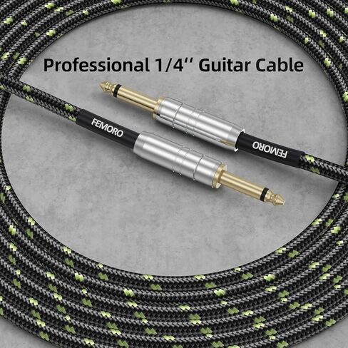 FEMORO Electric Guitar Cable 10 ft, Instrument 1/4 Inch Audio 22AWG Cord TS Straight Analog Signal Cords for Acoustic/Electric/Bass Guitar to Amplifier Amp Audio Interface Stereo Mixer in Saudi Arabia