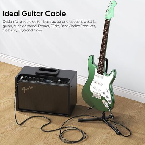 FEMORO Guitar Cable 10 ft, Instrument Cord 22AWG, Gold-Plated 1/4 Inch Jack, for Electric/Bass/Acoustic Electric Guitar to Amplifier Amp Pedal Stereo Mixer Audio Interface in Saudi Arabia