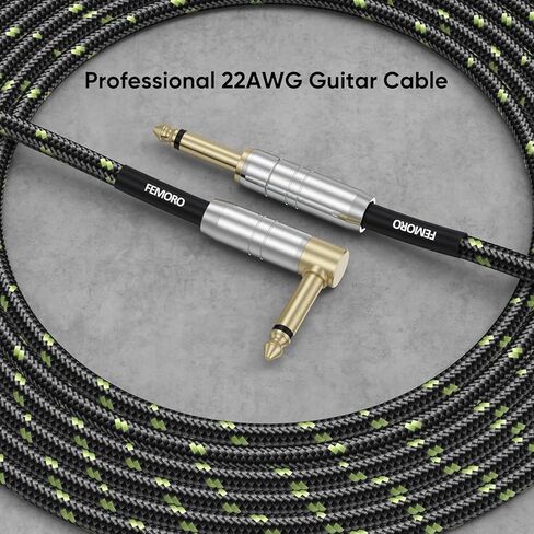 FEMORO Guitar Cable 10 ft, Instrument Cord 22AWG, Gold-Plated 1/4 Inch Jack, for Electric/Bass/Acoustic Electric Guitar to Amplifier Amp Pedal Stereo Mixer Audio Interface in Saudi Arabia