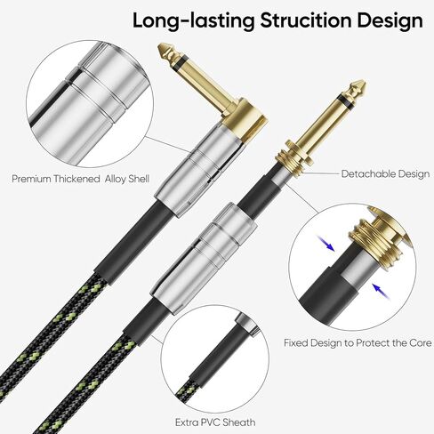 FEMORO Guitar Cable 10 ft, Instrument Cord 22AWG, Gold-Plated 1/4 Inch Jack, for Electric/Bass/Acoustic Electric Guitar to Amplifier Amp Pedal Stereo Mixer Audio Interface in Saudi Arabia
