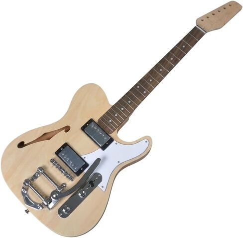 RSW DIY Electric Guitar Kit, Semi-Hollow Body DIY Electric Guitar Builder Kit Project Mahogany Unfinished New Single Cutaway in Saudi Arabia