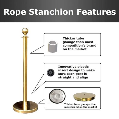 Gold Crown Top Decorative Rope Safety Queue Stanchion Barrier in 3 pcs Set, VIP Crowd Control (72" Pink Velvet) in Kuwait
