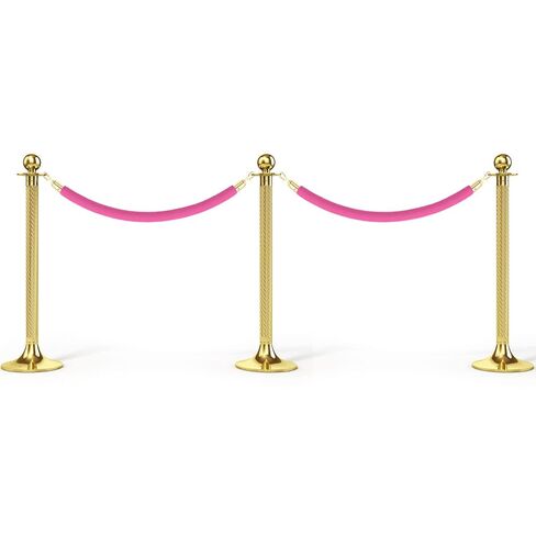Velvet Queue Barrier Rope 4Ft Light Pink with Golden Snap Hooks for Crowd Control (2-Pack) in Kuwait