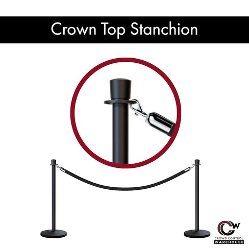 Montour Line Cline Post and Rope Stanchion Set - Black with Sloped Base and Crown Top - Includes (2) Posts in Kuwait