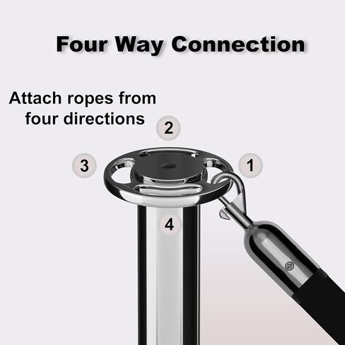 Montour Line Cline Post and Rope Stanchion Set - Black with Sloped Base and Crown Top - Includes (2) Posts in Kuwait