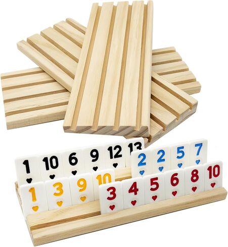 4 Wooden Rummy Replacement Racks/Trays for Rummikub Game, Rummy Cube Game Holders Only, 4 Wooden Racks for Okey Board Game in Saudi Arabia